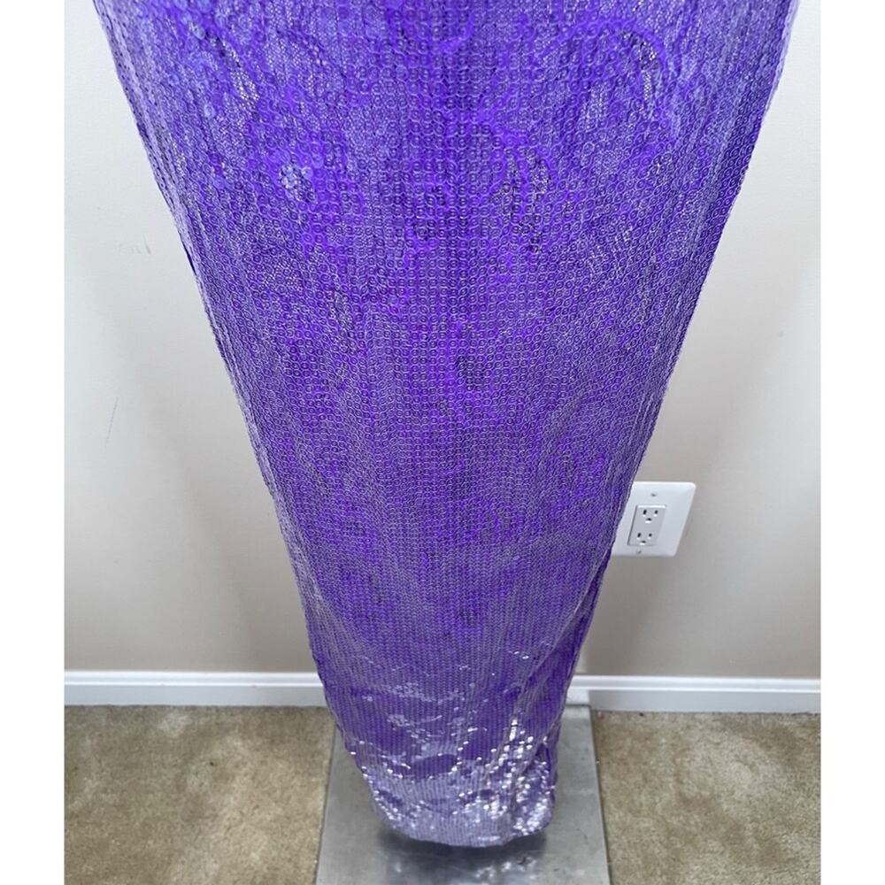 RETROFETE Lucia Sequin Strapless Bodycon Lace Sheer Purple Maxi Dress Size XXS - Picture 7 of 12